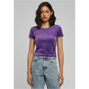 Womens short velvet T-shirt in purple color