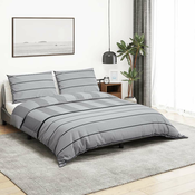 Vidaxl Posteljnina siva 240x220 cm bombaž