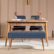 Hanah Home Set Trpezarijski sto, 2 trpezarijske stolice i klupa Vina 1048 3, Plavi