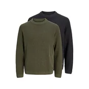 JACK & JONES Pulover JJEDOVER oliva/črna