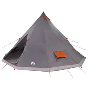 Vidaxl Tipi šotor s streho Siva in oranžna 560 x 560 x 300 cm tafeta