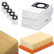 OEM Set Vrečke in Zračni Filter – Nadomestni Del za Odkurzovalnik Kärcher WD2–WD6, MV2–MV6 | 5x Mikrovlakna 42x51,5 cm, Filter 16x10,5x5 cm, 5-Slojna Filtracija