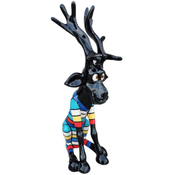 Casa Padrino luxury decorative sculpture reindeer deer black/multicolored H. 100 cm - Large decorative figure - XXL decorative sculpture - XXL decorative figure - Luxury decorative XXL figures