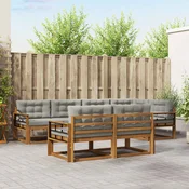 Set vanjskih sofa 8 kom. Prirodna i svjetlosiva