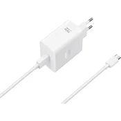 Oppo SuperVOOC stenski polnilec z enim USB-A vhodom 100W in priloženim USB-A v USB-C kablom bele barve