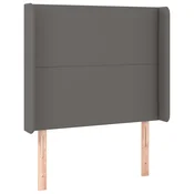 Vidaxl Vzglavje z ušesi sivo 93x16x118/128 cm umetno usnje