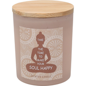 Dišeča sveča Soul Happy, vonj sandalovine , 7 x8,5 cm, 300 g, bež barva