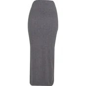 Womens ribbed skirt with high slit gray