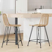 vidaXL Barski stol 2 pcs Naravna 44,5 x 54,5 x 97,5 cm Ratan in železo