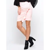 Salmon pencil skirt decorated with a frill
