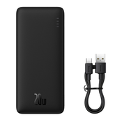 Power bank Baseus Airpow 20W z enim USB-C, USB in micro USB vhodom ter USB-C kablom - 10000 mAh - črn