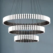 ORION Mansion LED visilica, prigušiva - Dnevni boravak/blagovaonica - Dizajn - mat crna, opal - Metal