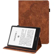 GS Ovitek za Amazon Kindle Paperwhite 5 (2021), vtisnjen cvet, rjav