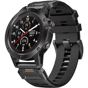 GS Silikonski pašček QuickFit za Garmin Fenix 22mm, črne barve