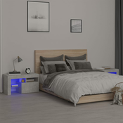 Nocni ormarici 2 kom s LED svjetlima boja betona 70x36,5x40 cm