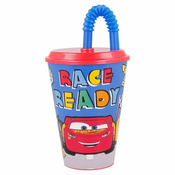 Stor Plastični lonček s pokrovom in slamico DISNEY CARS 430ml, 51530