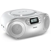 Philips Kasetofon CD radio TAZ2000, CD/CD-R/CD-RW, kaseta, FM, BT, USB, 3W×2, Sivi