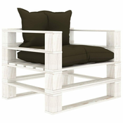 vidaXL Vrtna sofa od paleta sa smede-sivim jastucima drvena