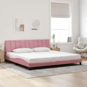 shumee vidaXL Posteljni okvir z vzglavjem roza 200x200 cm žamet