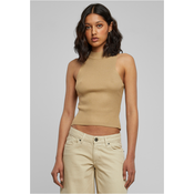 Womens turtleneck with short rib knit union beige