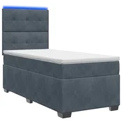 vidaXL Postelja boxspring z vzmetnico Temno siva 80 x 200 cm Žamet