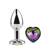 Diamond Heart Butt Plug Medium Rainbow
