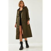 Bianco Lucci Womens Garni Windbreaker Detail Flap Trench Coat 2488