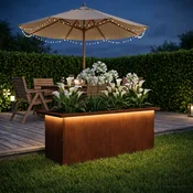 vidaXL Vrtno korito za rože z LED osvetlitvijo Rjav 30 x 80 x 30 cm