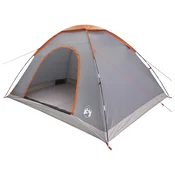 vidaXL Kamperski šotor s streho Siva in oranžna 335 x 275 x 180 cm
