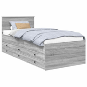 Krevet na dan Siva Sonoma i crna 75 x 190 cm Konstruirano drvo