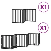 Vidaxl Ograda za pse z vrati zložljiva 9 panelov črna 450 cm les