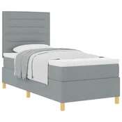 Vidaxl Postelja z vzmetnico z vzmetnico Svetlo siva 90 x 200 cm blago