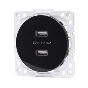 Aigostar - USB uticnica bez okvira, 2x USB-A, crna