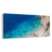 Slika skalnata obala in azurno morje - 80x40