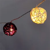 Iris sferične pletene lampice od ratana, 4 m, topla bijela i ljubičasta, 20 LED dioda, na 3xAA baterije, lagana dekoracija 101-03