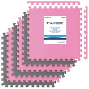 THUNDER Zaščitne fitness podloge THUNDER PZ-02 – 60 x 60 cm, 6-delni set, roza-sive puzzle podloge, (5000115963)