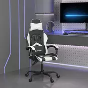 Vidaxl vidaXL Vrtljiv igralni stol, črno-bel, umetno usnje