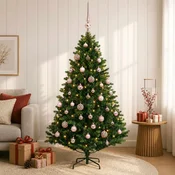 Umjetno božično drevo z okrasnimi kroglami 150 cm 150 LED