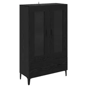 Vidaxl Visok predalnik s predalom Črna Orehovina 70 x 31 x 115 cm