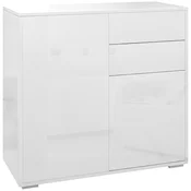 HOMCOM omara s 2 predaloma in 2 vrati, odpiranje na pritisk, omara z 2 predaloma in 2 vrati za dom in pisarno, 79x36x74cm, bela sijajna