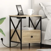 vidaXL Nočna omarica sonoma hrast 41.5 x 40.5 x 55 cm Konstruiran les