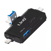 LINQ LinQ, Čitalnik SD, micro SD, USB 3.0 in USB, USB-C, Lightning, micro-USB izhod, Črna, (5000185086)