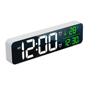 Generic Digitalna zrcalna LED budilka z 2 alarmoma, 5 stopnjami svetlosti, 40 melodijami zvonjenja, (21125774)