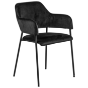 shumee Črn oblazinjen stol Lima z nasloni za roke