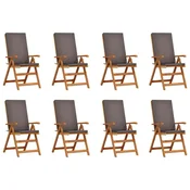 Vidaxl Vrtni Stol 8 szt. Rjava in siva 57 x 71.5 x 104 cm