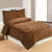 Smeda posteljina za krevet za jednu osobu od mikropliša 140x200 cm – My House