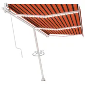 Vidaxl Avtomatska tenda LED + senzor 600x300 cm oranžna/rjava