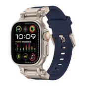 Športna mehka zapestnica za Apple Watch Ultra/Series 10/9/8/7/SE – modra s titan nastavkom