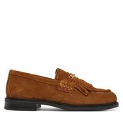 Tommy Hilfiger Čevlji brez vezalk Th Chain Fringe Suede Loafer FW0FW09918 Rjava