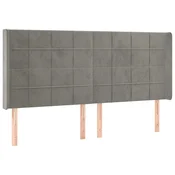 Vidaxl Vzglavje z ušesi svetlo sivo 183x16x118/128 cm žamet